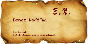 Boncz Noémi névjegykártya